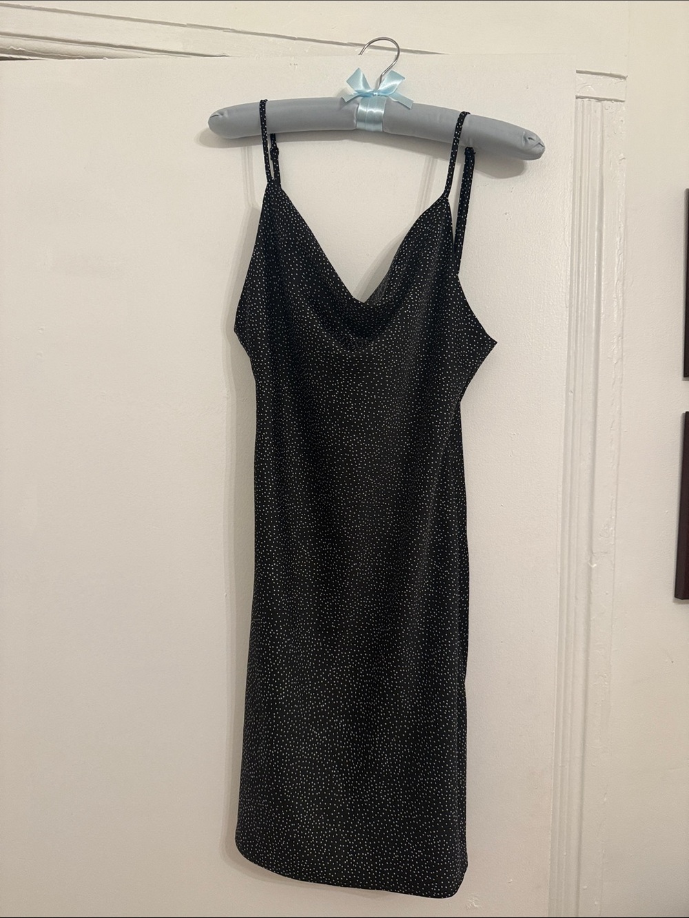 Urban Outfitters Black and White Polka Dot Cowl Neck Slip Dress